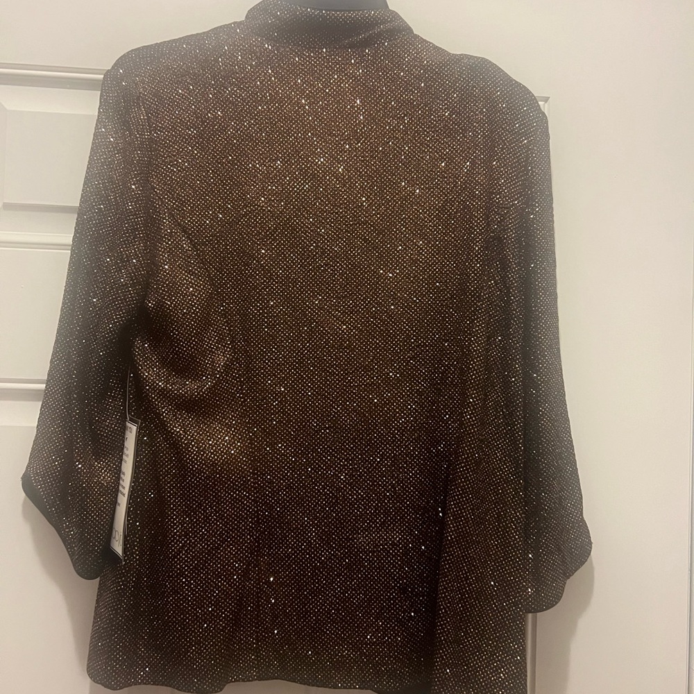 Alex Evenings Bronze Shimmer Jacket and Top Set - Picture 2 of 4